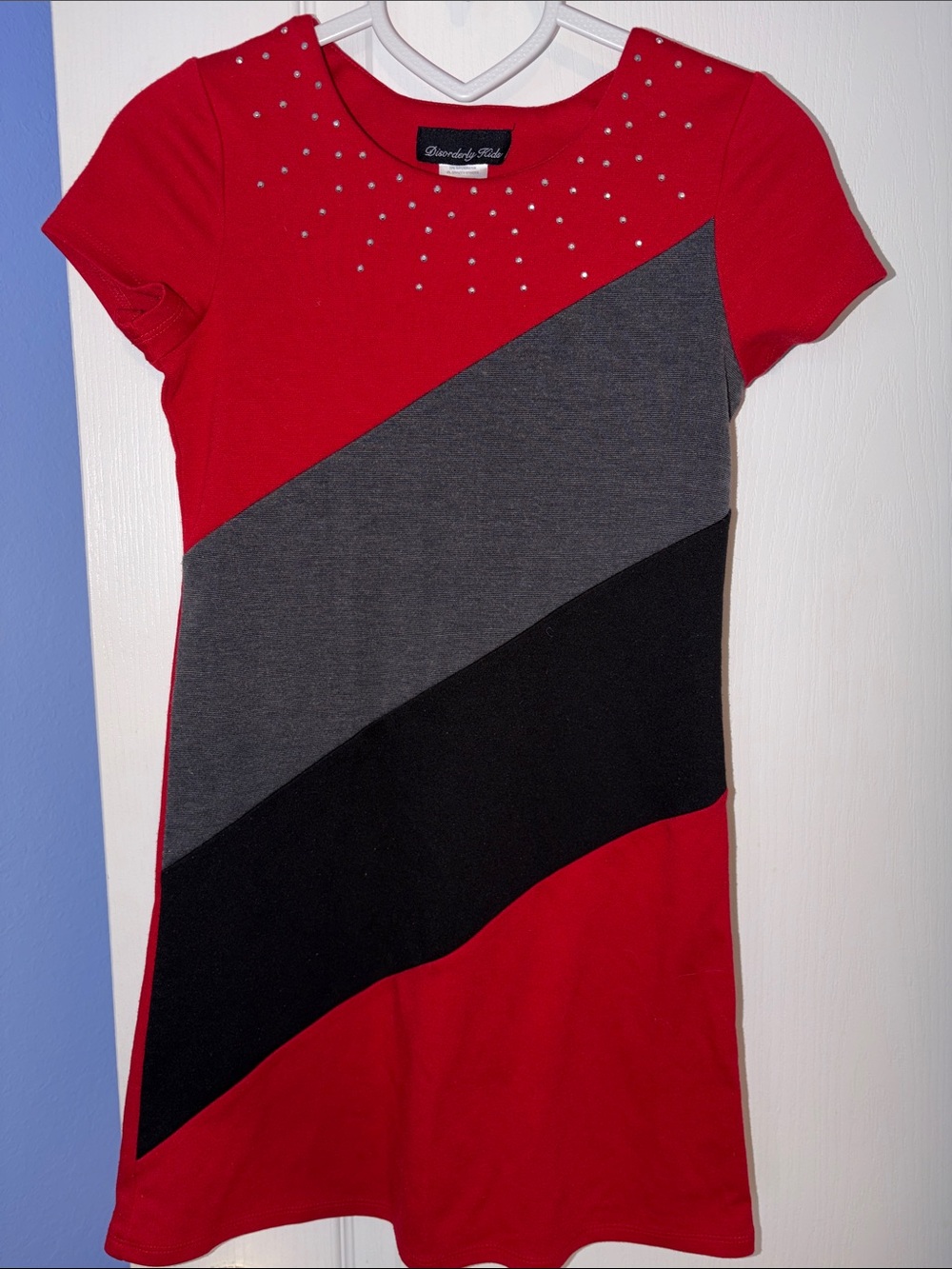 Disorderly Kids Red & Gray Colorblock Girls' Casual Dress
